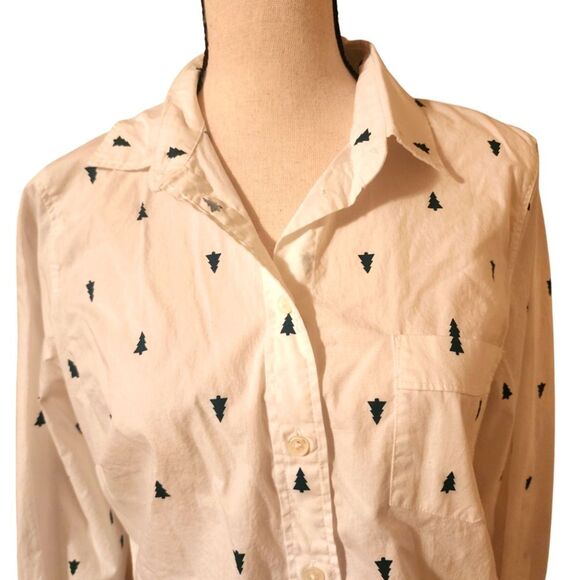 JCrew Factory Christmas Tree Button Down Shirt, Sz. S - Picture 4 of 6